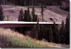 This is a photograph of an elevated interstate highway at Vail Pass, Colorado.