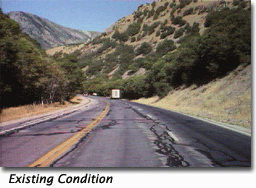 There is one photograph here of the existing view entering Wellsville Canyon from Cache Valley, and a second image of the visual simulation of the proposed widening of the highway.
